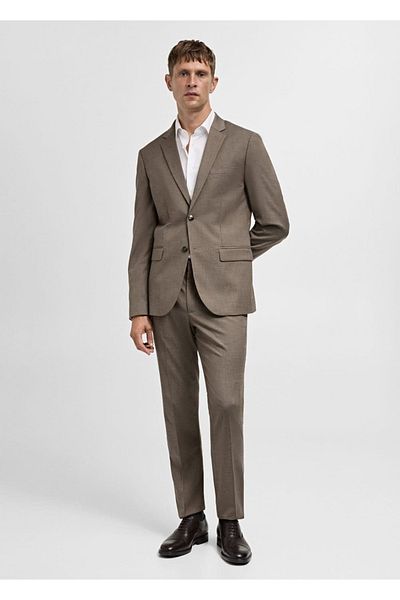 MANGO Man Molded Herringbone Super Slim Fit Blazer Jacket