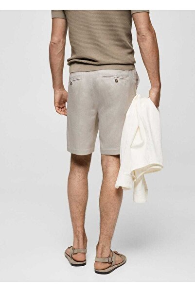 MANGO Man Keten kordonlu şort