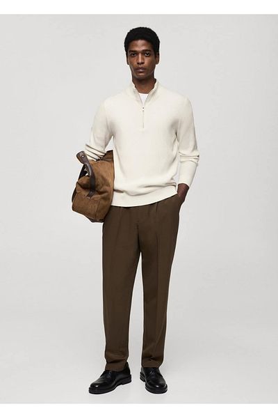 MANGO Man Gerippter Perkins-Pullover mit Reißverschluss