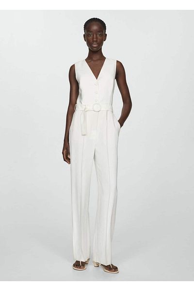 MANGO Woman Long Belted Jumpsuit