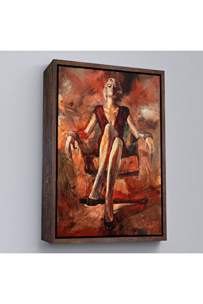 Limitless Woman Sitting on a Sofa with a Wooden Frame Painting-7887