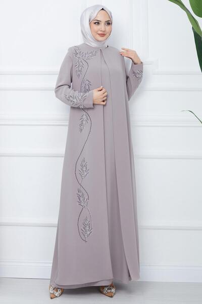 hafsamina Φόρεμα Mother Plus Size Leaf Stone Pink Hm2350
