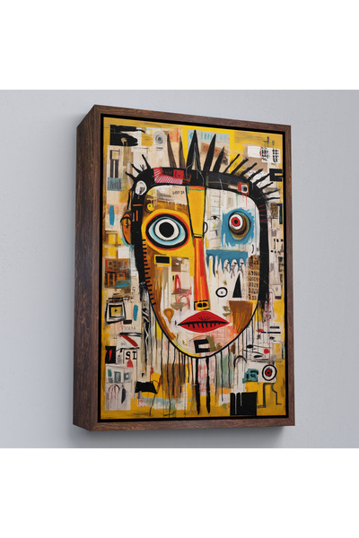 N NOXXO Pictură surrealistică a feței umane cu cadru din lemn-8001