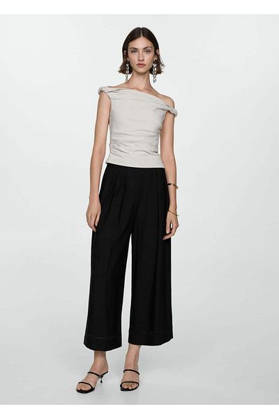 MANGO Woman Wideleg Pleated Pants