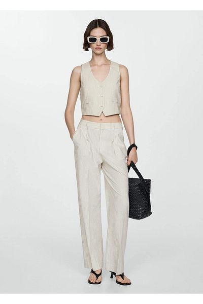 MANGO Woman Straight striped trousers