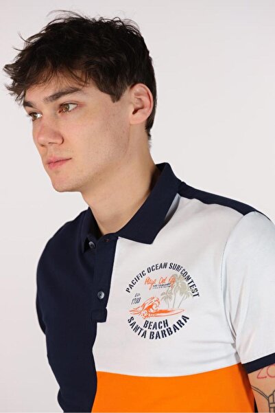 Arma Чоловіча темно-синя футболка з коміром-поло Y22374303101