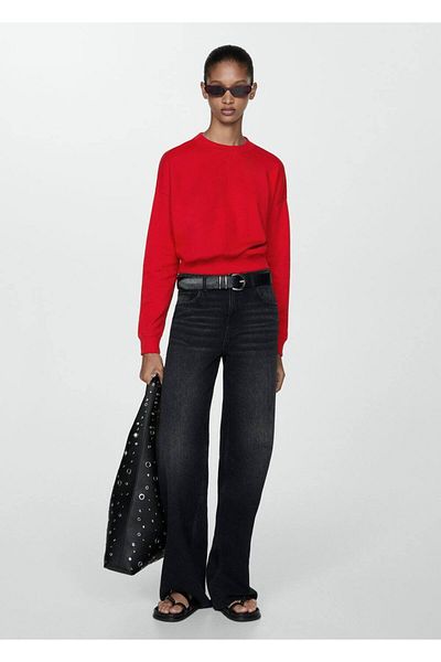 MANGO Woman Cotton Sweatshirt with Round Neck