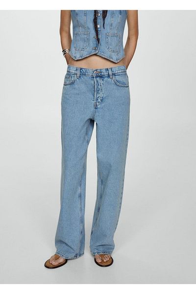 MANGO Woman Pantaloni Jeans Ari Wideleg cu talie mijlocie