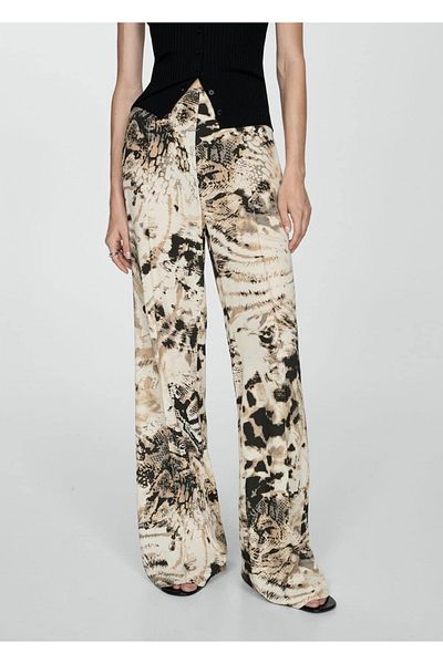 MANGO Woman Animal Patterned Draped Pants