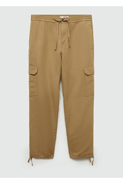 MANGO Man Pamuklu keten kargo pantolon