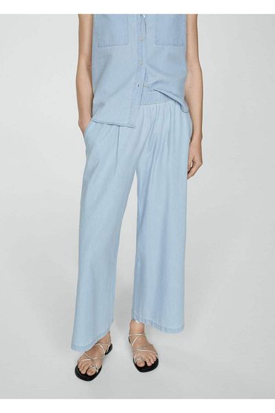 MANGO Woman Pantaloni drapați din bumbac