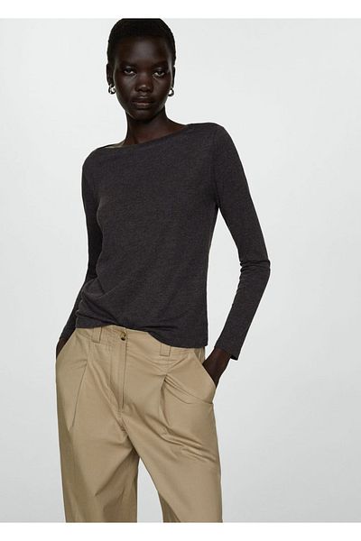 MANGO Woman Langärmliges T-Shirt mit U-Boot-Ausschnitt