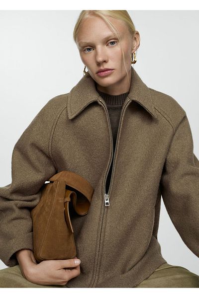 MANGO Woman Geaca de lana cu buzunare