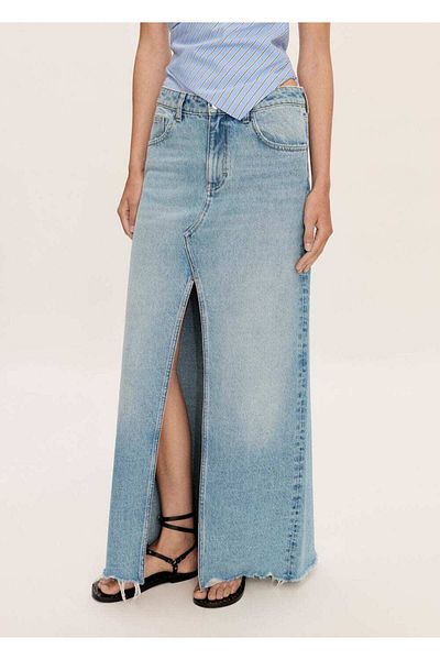 MANGO Woman Fusta din denim fără cusături