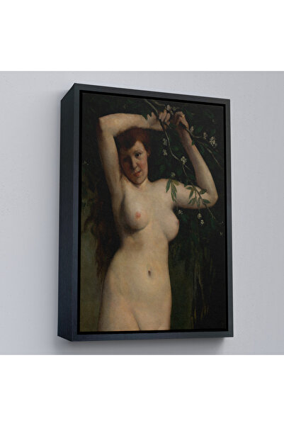 Findify Store Ahşap Çerçeveli Gustave Courbet - Dallara Tutunan Nü Kadın Tabl...
