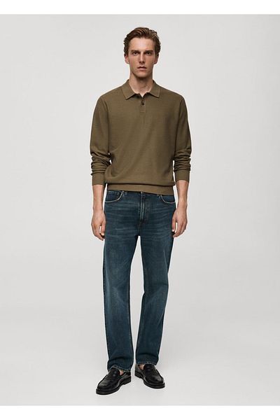 MANGO Man Tricou polo cu mânecă lungă