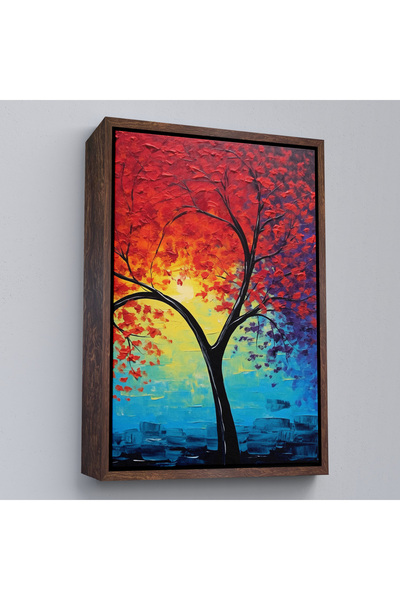 N NOXXO Pictură în ulei cu cadru din lemn Aspect pictură abstractă a copacului-7600