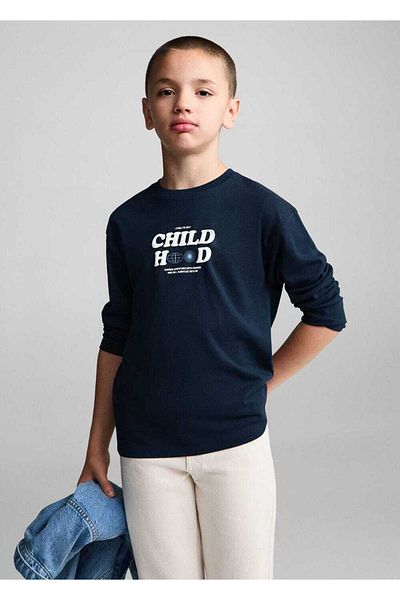 MANGO Kids Μακρυμάνικο μπλουζάκι με στάμπα