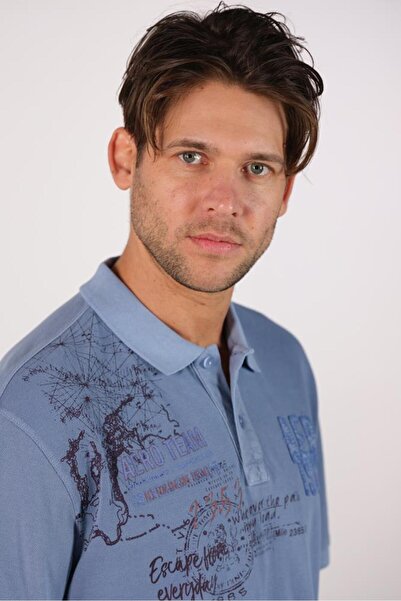 Arma Чоловіча темно-синя футболка з коміром-поло Y22374375001