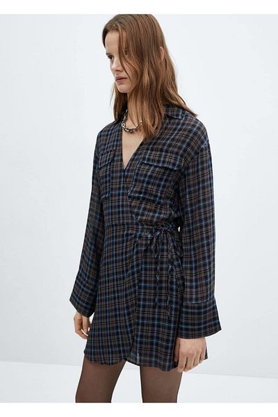 MANGO Woman Rochie înfășurată în carouri