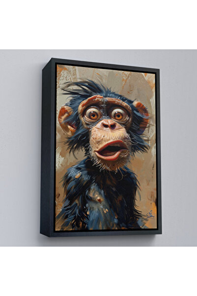 Oxyteez Tablou de cimpanzeu zâmbitor cu cadru din lemn-7881