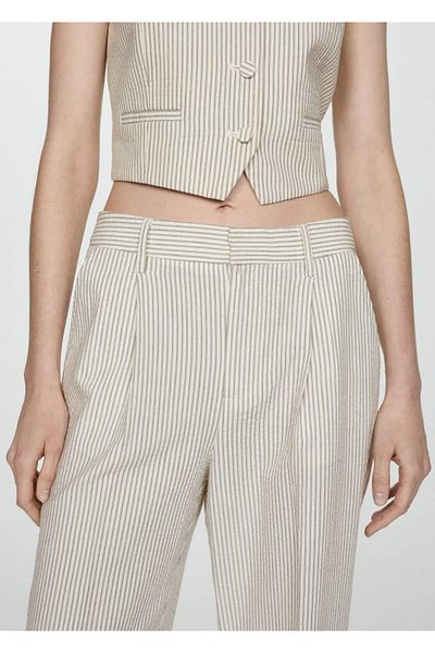 MANGO Woman Straight striped trousers