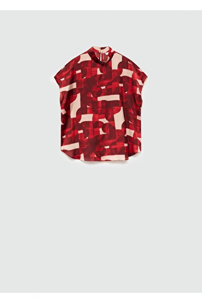 MANGO Woman Short Sleeve Patterned Blouse