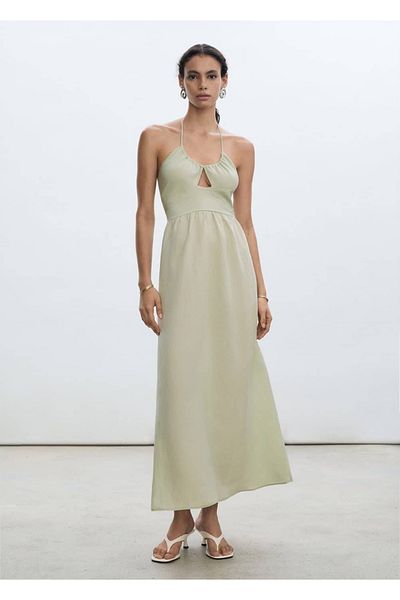 MANGO Woman Μακρύ φόρεμα με λαιμόκοψη