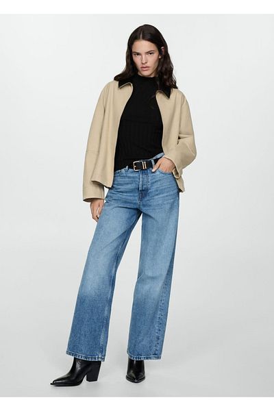 MANGO Woman High Collar Ribbed Sweater
