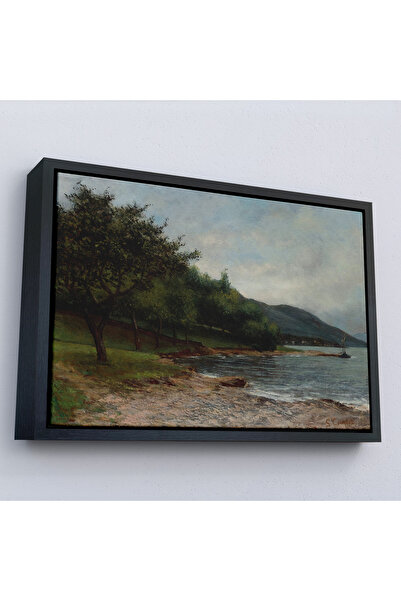TAKI DERYASI Gustave Courbet cu cadru din lemn - Pictură Geneva pe coasta lacului-7092