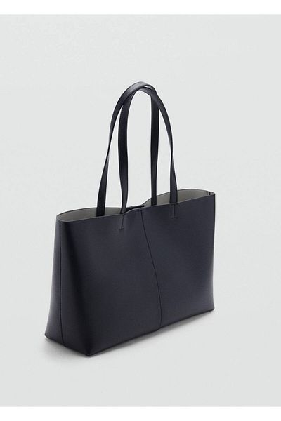 MANGO Woman Geantă shopper aspect piele