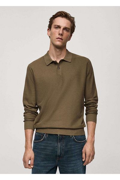 MANGO Man Tricou polo cu mânecă lungă