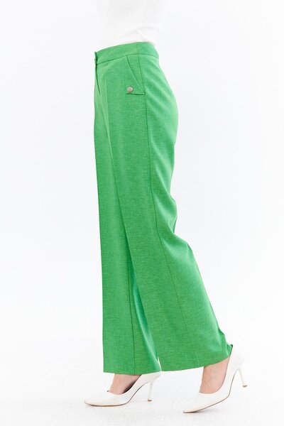 LOVELF Cep Detay Keten Pantolon Yeşil