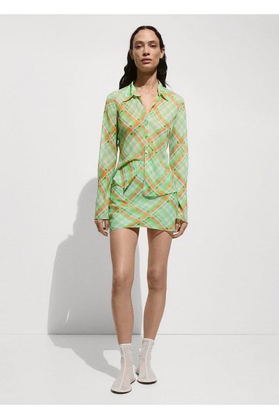 MANGO Woman Fusta mini cu carouri