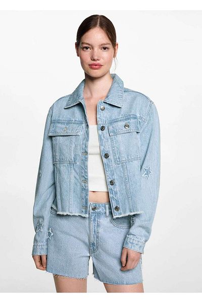 Mango Teen Palton din denim stea