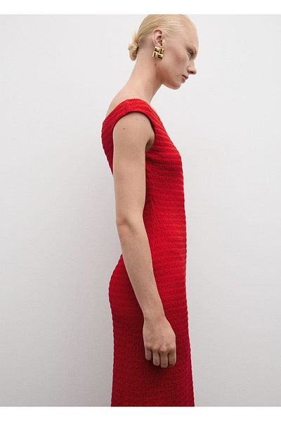 MANGO Woman Long Off-Shoulder Dress