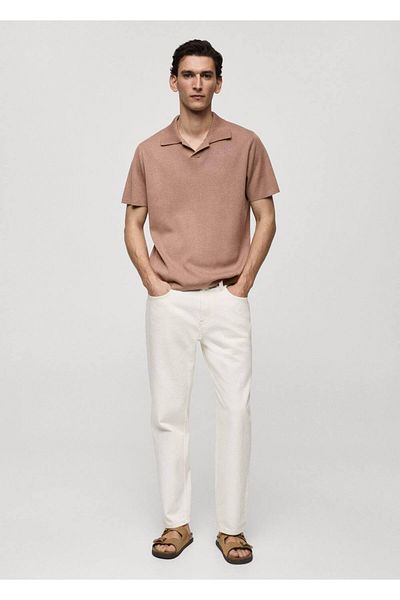 MANGO Man Tricou polo din bumbac texturat