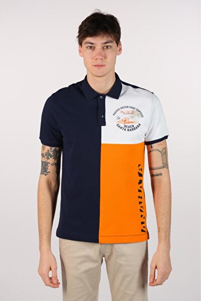 Arma Чоловіча темно-синя футболка з коміром-поло Y22374303101