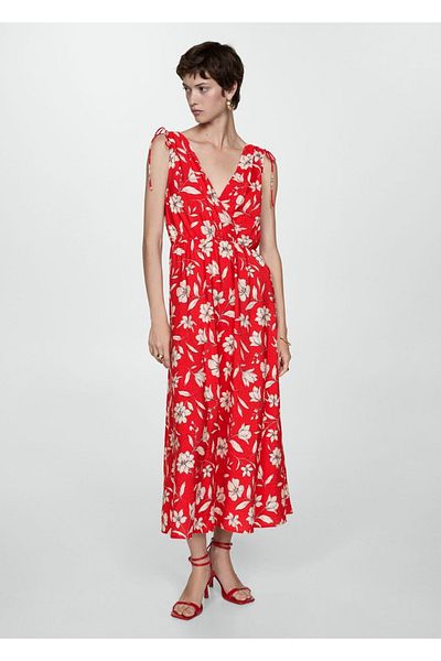 MANGO Woman Gemustertes langes KLEID