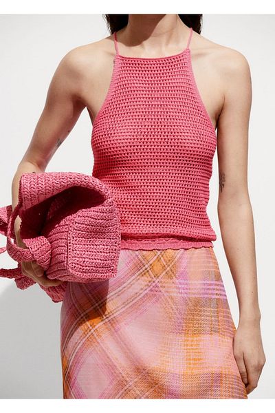 MANGO Woman Crochet Knitwear Blouse