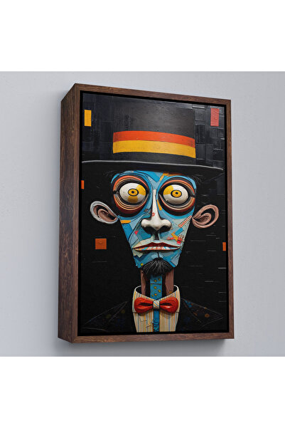 Oxyteez Pictură iconică surrealistică a omului cu cadru din lemn-7824