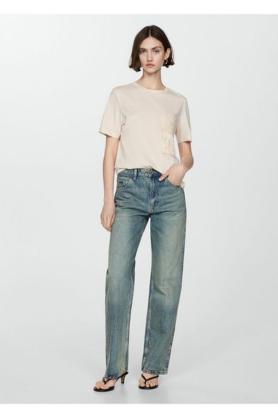 MANGO Woman Tricou cu broderie croșetată