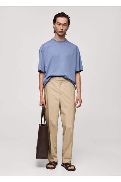 MANGO Man Regular Cut 100% Cotton Trousers
