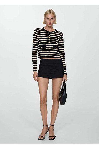 MANGO Woman Buttoned striped cardigan