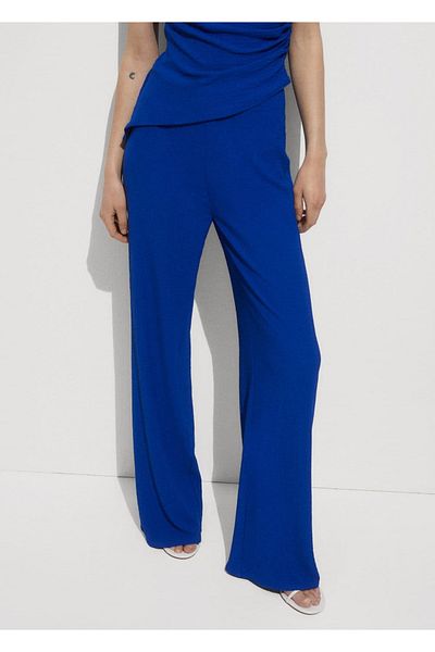 MANGO Woman Pantaloni drapați cu croială dreaptă