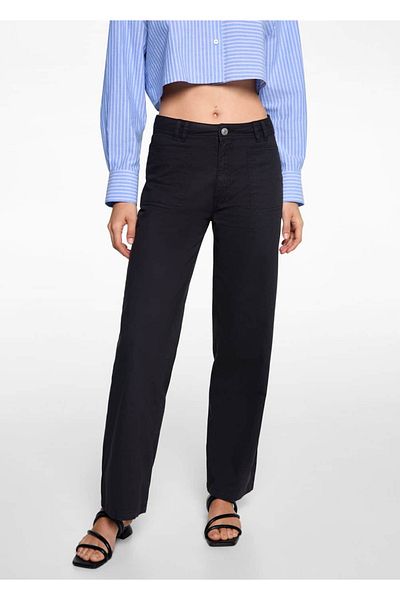 Mango Teen Pantaloni cu buzunare tăiate drept