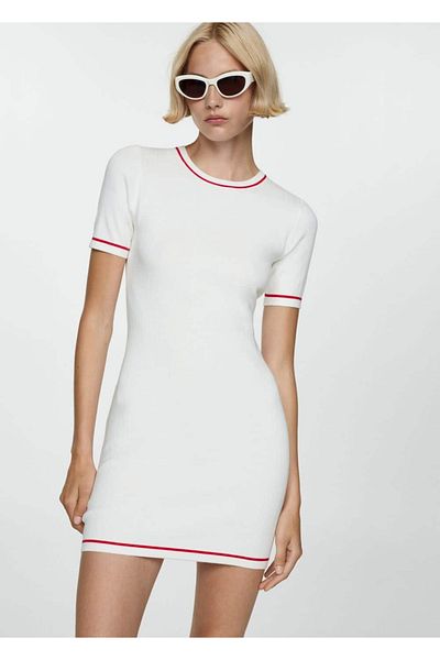 MANGO Woman Short Dress with Contrast Detail