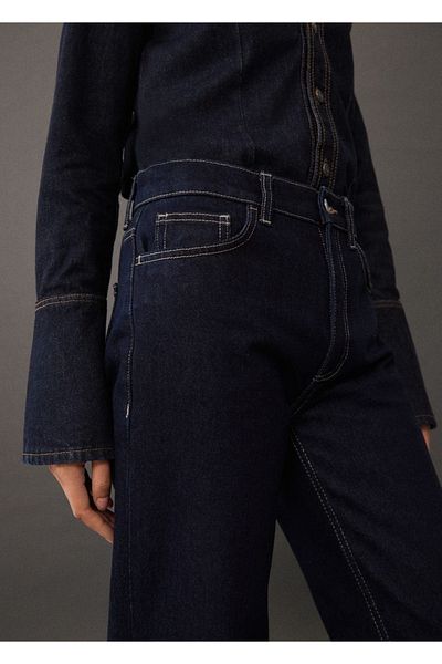 MANGO Woman Pantaloni de jeans cu talie inalta cu croiala dreapta