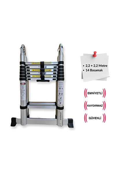 Endokon 220 220 Cm. - 7 7 Basamaklı Teleskopik Merdiven - A Tipi Uzayan Merdiven