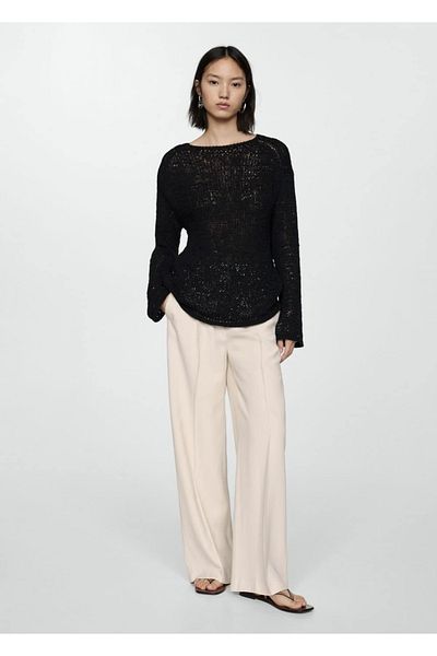 MANGO Woman Wide Leg Collar Trousers